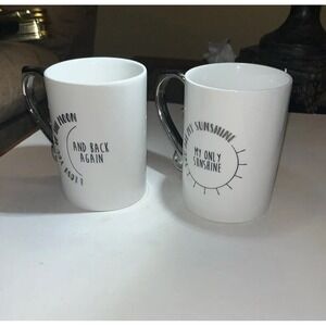 Coffee tea mugs Coco & Lola Premium Porcelain - silver  Handled‎  whie black